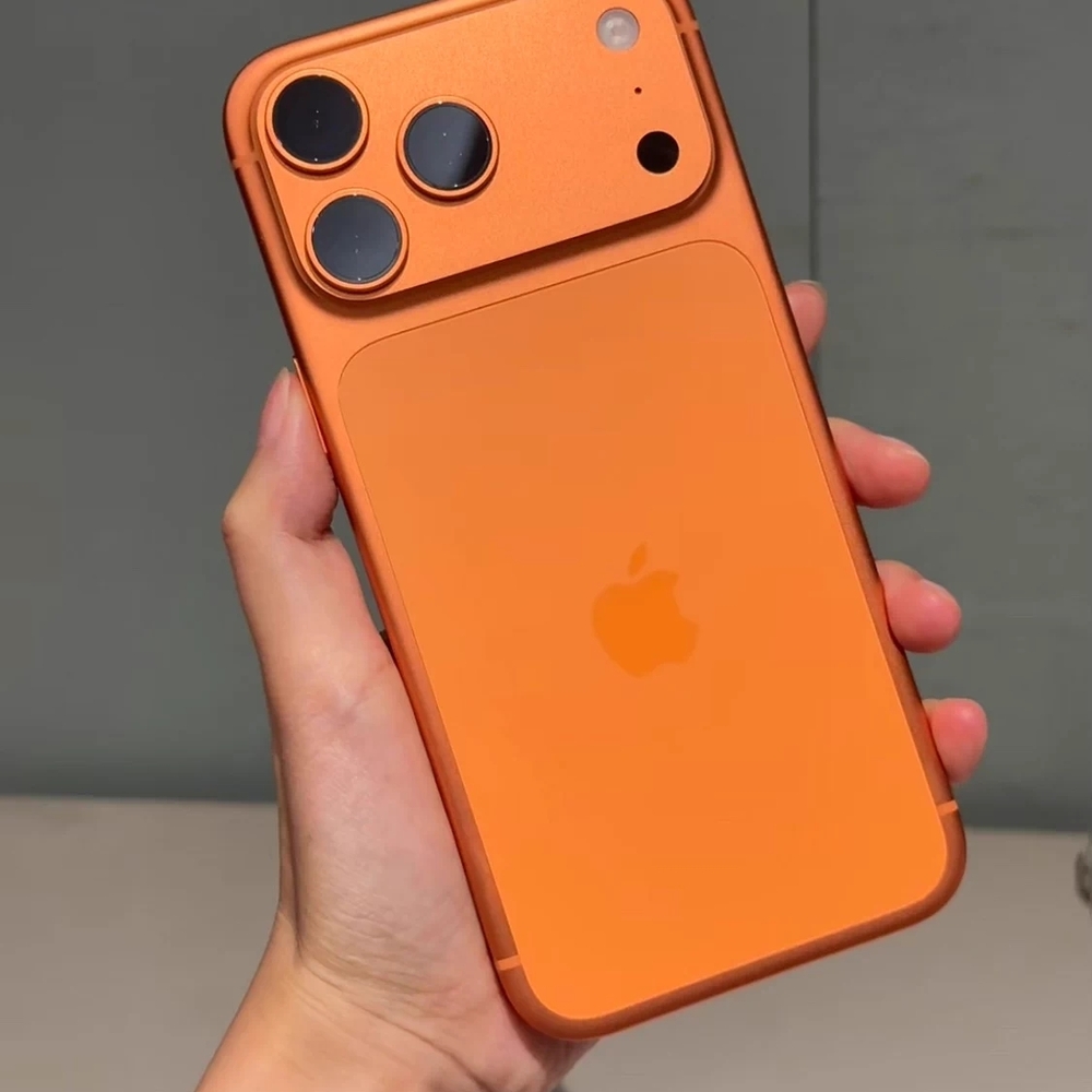 Orange Apple iPhone with Triple Camera